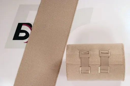 Bandage de compression très peu élastique à 2 clips